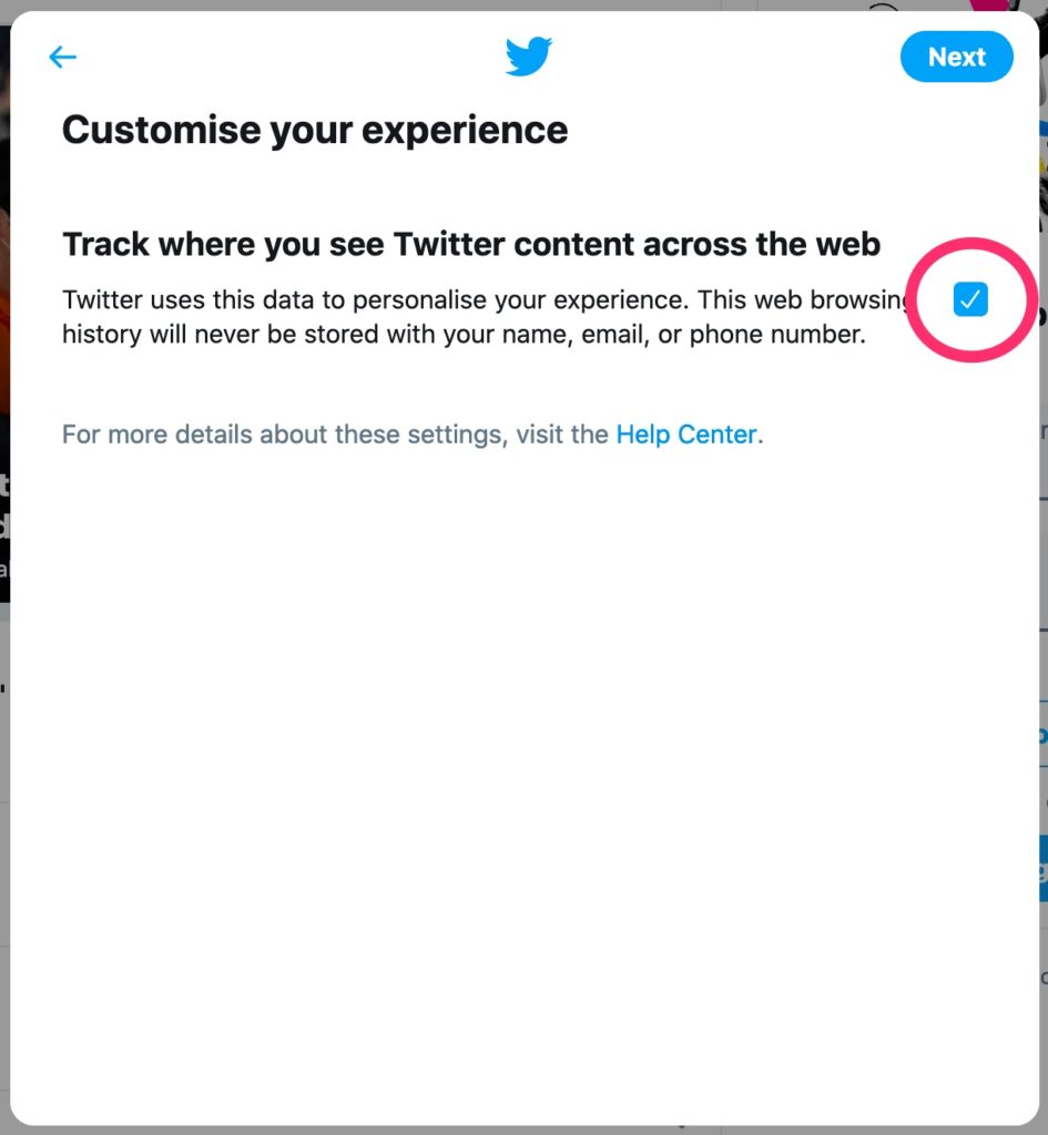 Twitter Sign Up - Tracking