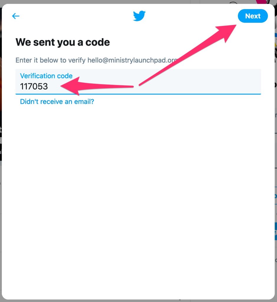 Twitter Sign Up - Verification