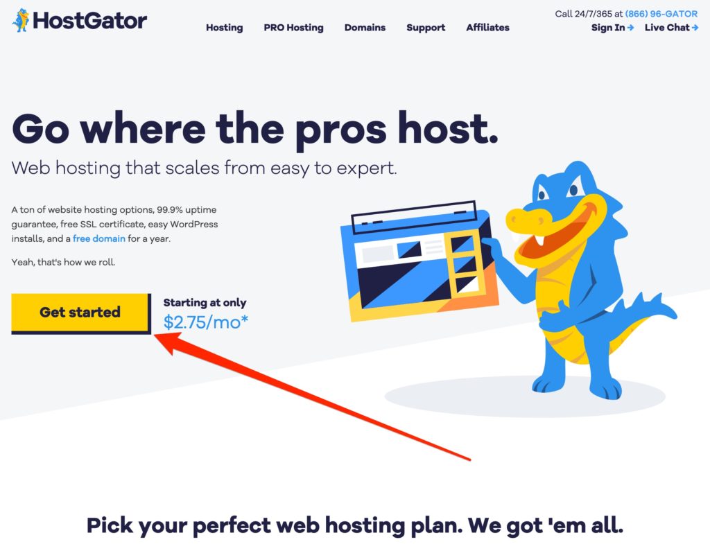 HostGator Get Started Button