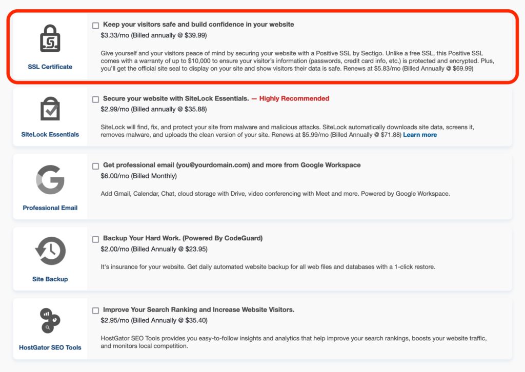 HostGator SSL Add-On