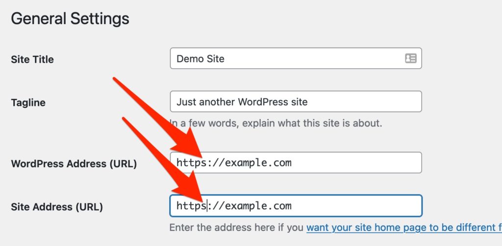 Set HTTPS in WordPress Settings